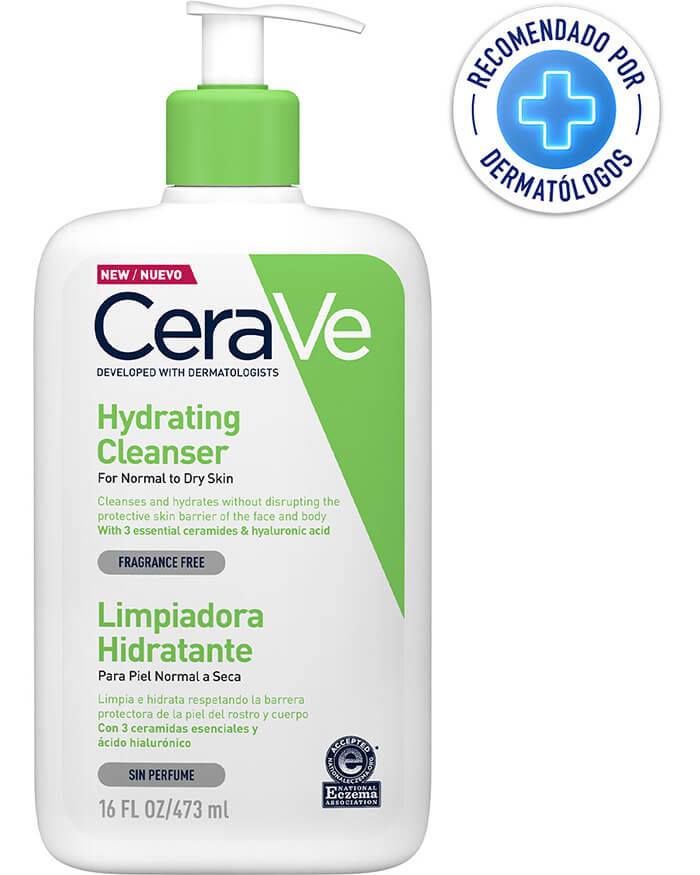 CeraVe Limpiadora Hidratante, 473ml, Limpiador facial diario para piel seca, Libre de fragancia + Crema Hidratante, 170gr